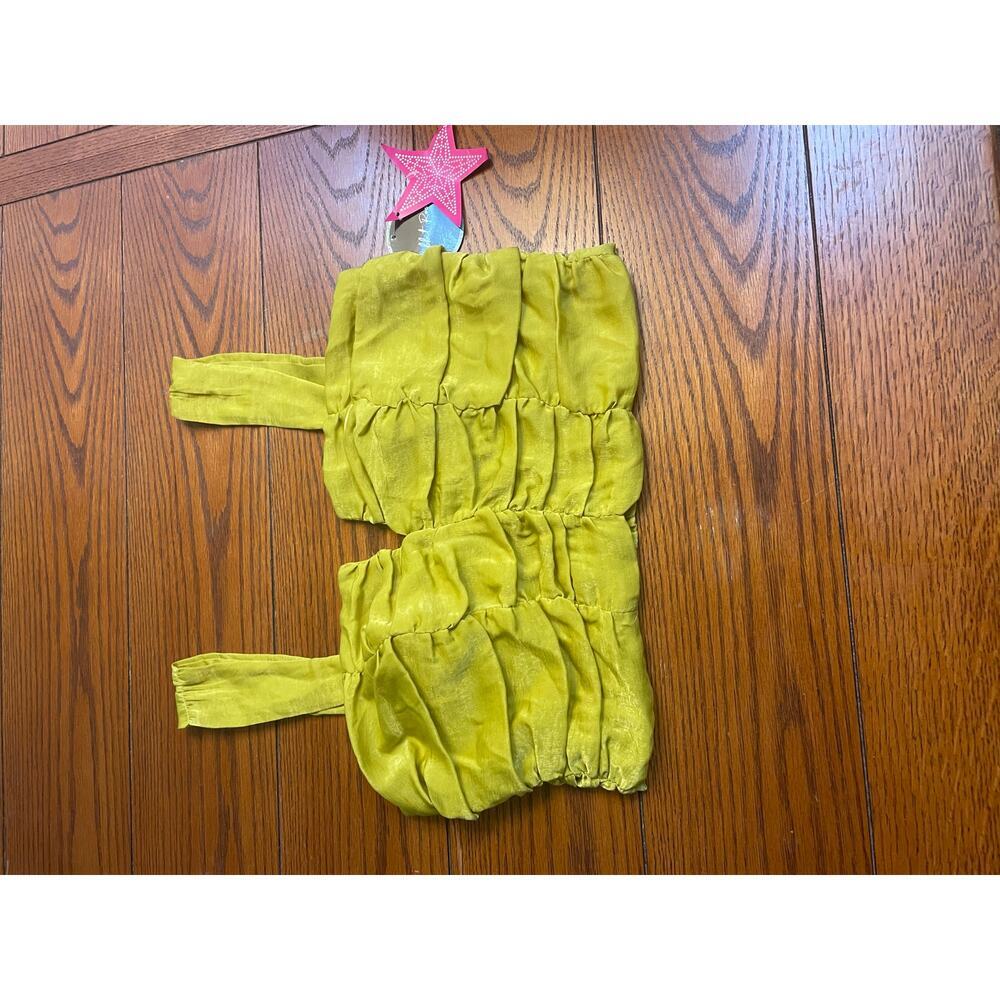 Rabbit Rabbit Rabbit Women’s Ruched Crop Top Chartreuse Green Look Size S NWT